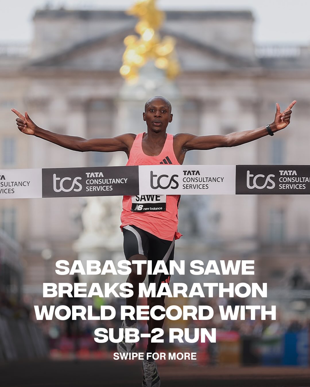 one of the greatest runs we’ve ever seen

Sabastian Sawe finished the race in 1:59:30, becoming the first person to run a marathon under two hours in an official competition.He beat the previous record of 2:00:35 set by Kelvin Kiptum, while Ethiopia’s Yomif Kejelcha came in second with 1:59:41. The race also saw Tigst Assefa break her own women’s-only world record, making it a historic day at the London Marathon.

[📸: GETTY ]