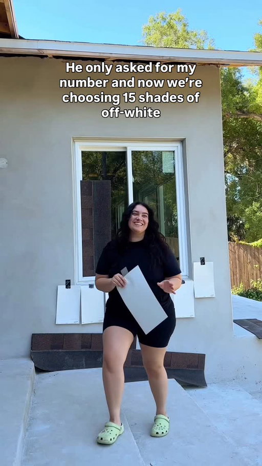 Oh how time flies by 😂 I ordered 15 different paint color samples so I can see my options. A true Virgo. Do you think he guessed right on which color I ended up choosing to paint the exterior of the house? He loves being here by the way 😏

#homerenovation #funny #couples 
@benjaminmoore 
@samplize