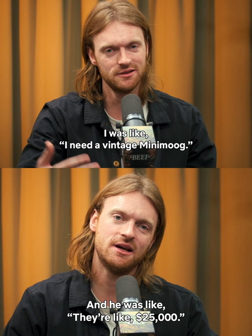 A $25,000 Minimoog and a dream...

Listen now: Finneas O’Connell in conversation with Lee Sung Jin (@beherelater) and Jake Schreier on BEEF: The Official Podcast.