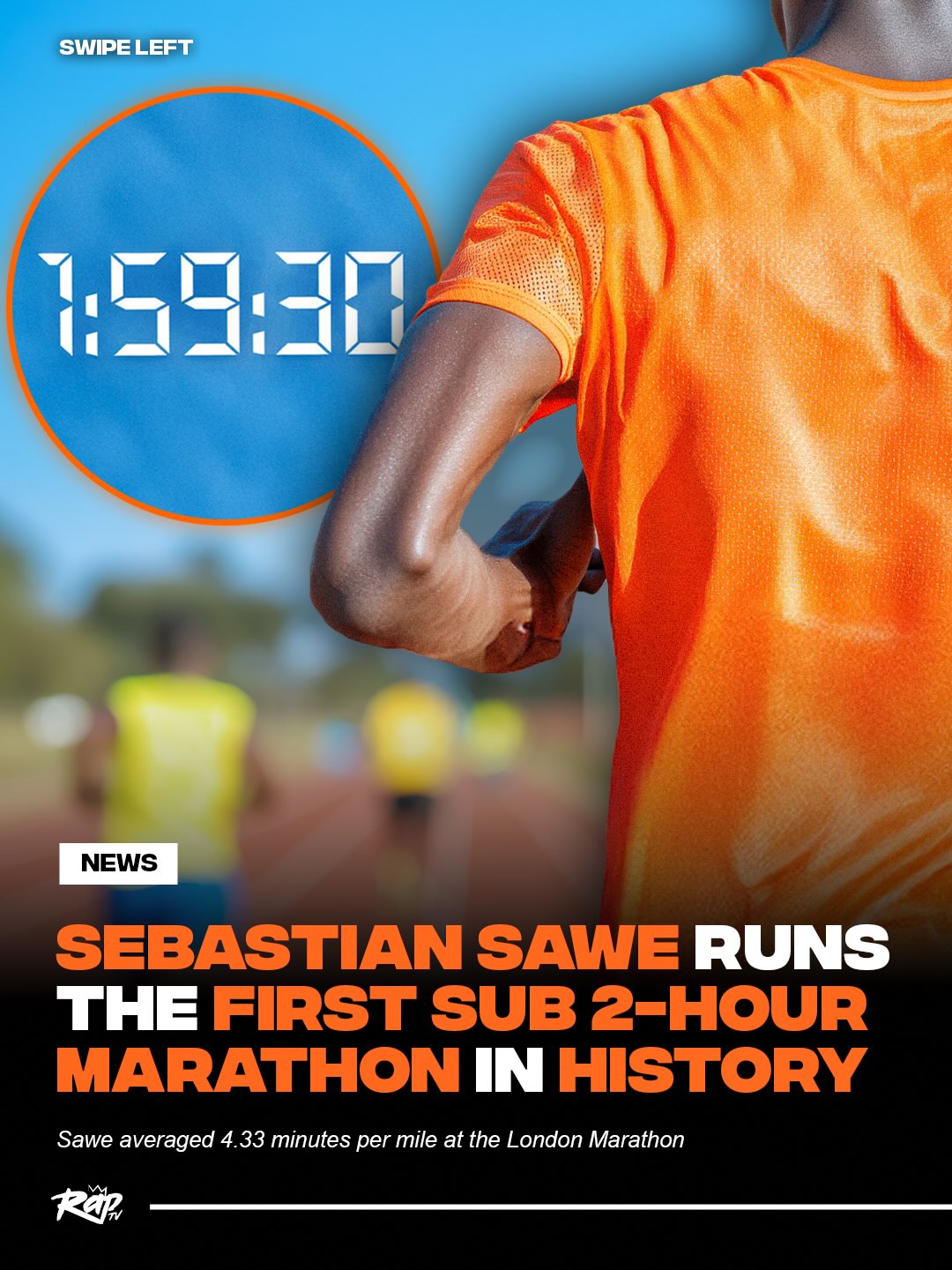 Sebastian Sawe set a new world record at the London Marathon‼️

Sawe became the first person in history to finish a marathon in less than 2 hours, with ESPN reporting a final time of 1:59:30 🔥

The runner-up at the London Marathon, Yomif Kejelcha, became the second person in history to finish in less than 2 hours with a time of 1:59:41 👀