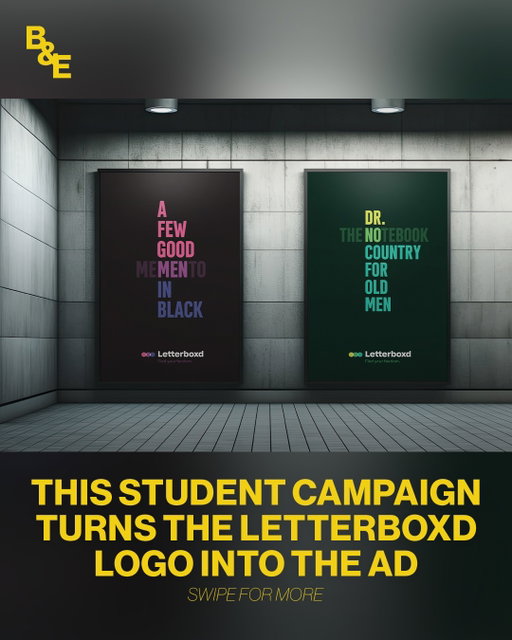 Da’Shon Bright, Nicole Sustaita-Felici, and Gabriella Spear made a Letterboxd campaign at SMU Temerlin Advertising Institute where every execution stacks three movies that share a single word, and that shared word sits exactly where Letterboxd’s three overlapping circles would be.

I actually had the opportunity to see this campaign in-person in Dallas in November back when it was pencil sketches and half-complete mockups and uncertain headlines pinned to a glass board, on a visit to critique Mark Allen’s class. Watching it go from work on a wall to a finished system this sharp is its own kind of reward – and a reminder that the best work usually starts as a small, weird idea someone got obsessed with.

The whole point of Student Sunday is making sure work this good doesn’t go unseen, so please send this around to all the cinephiles, copywriters, and ad nerds in your life. And DM or email @rosswhyross at ross@breakenterpod.com if you’d like your student / spec work featured.