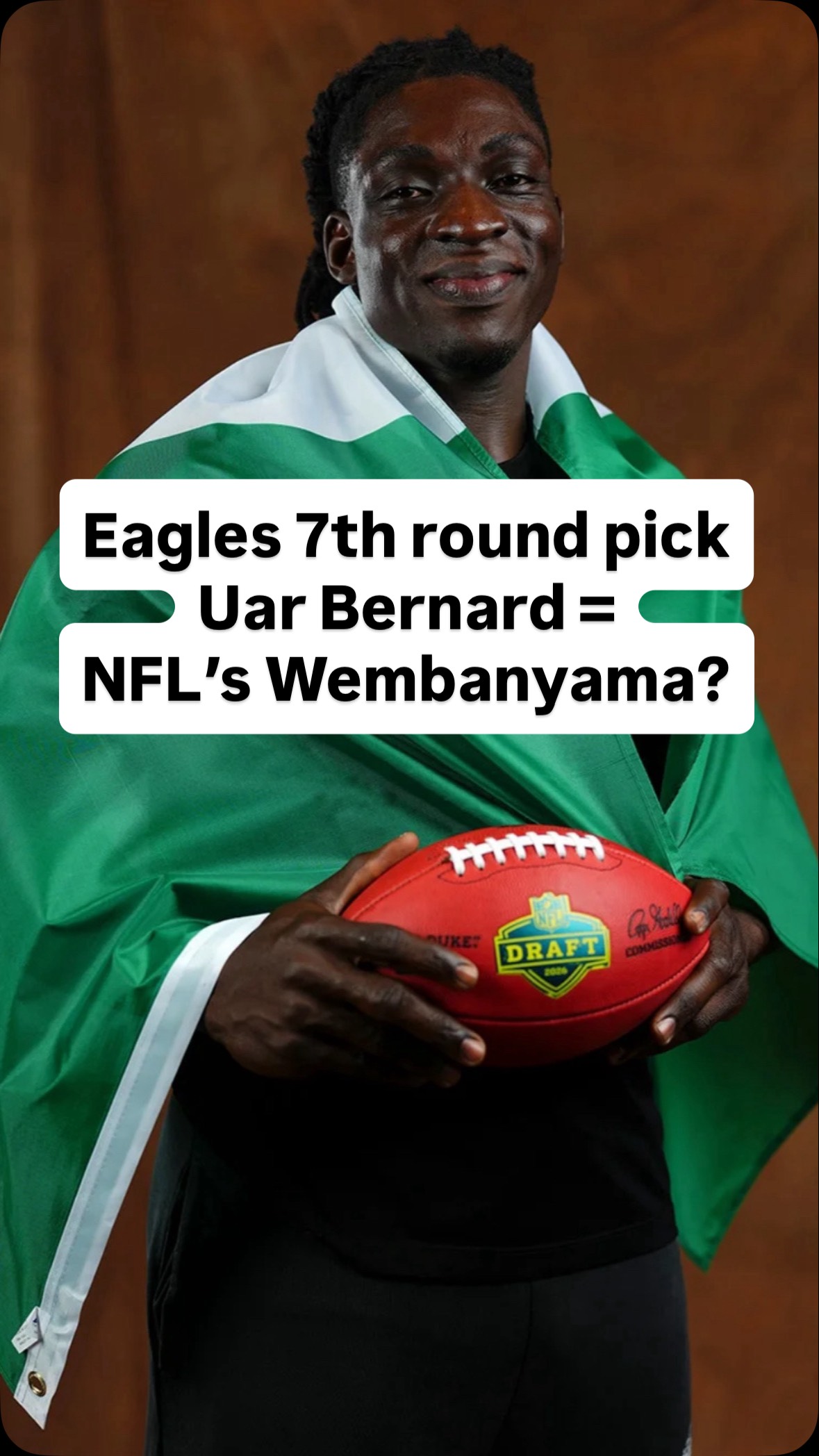 21 year old Uar Bernard has never played football before but has ELITE athleticism and size, Eagles drafted him in 7th** round #uarbernard #nfl #philadelphiaeagles #nfldraft