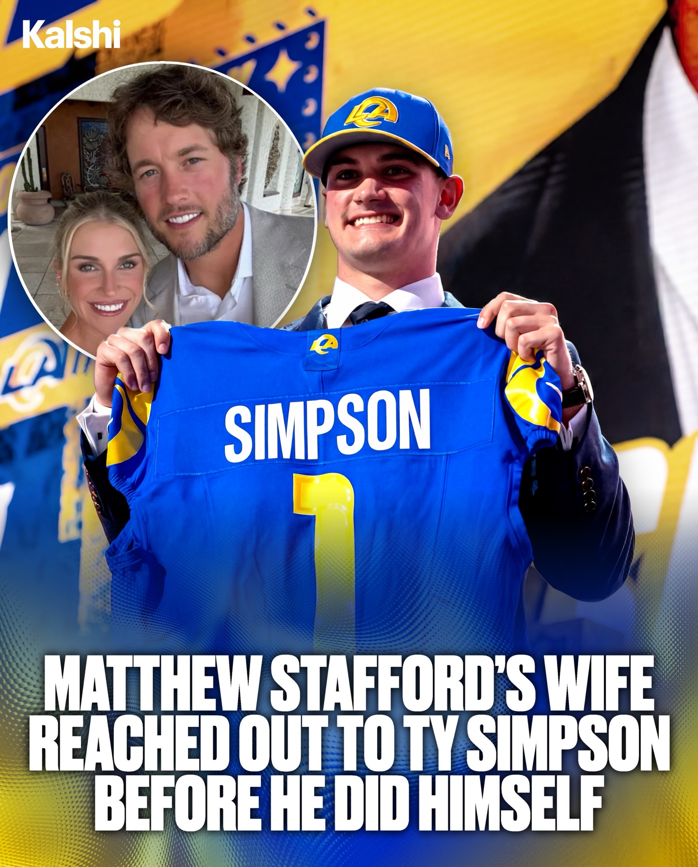 Ty Simpson hasn’t really received a warm welcome from the Rams staff, team, and fans alike.

Fans have taken to social media to complain about the pick.

Sean McVay appears less than impressed

Matthew Stafford’s wife reached out to Ty before Matt did himself

Hopefully everyone warms up to Ty, as he didn’t choose to be drafted there and appears to be super grateful