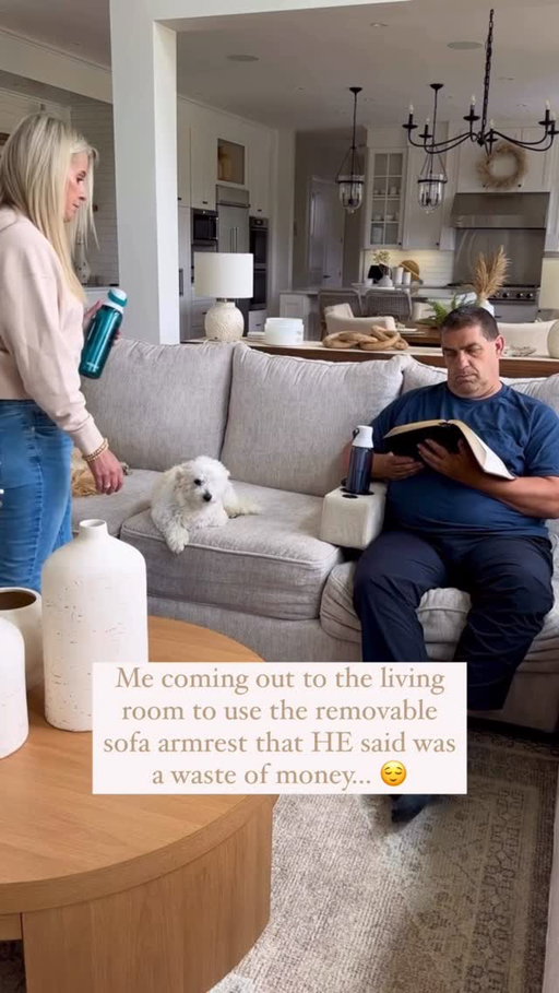 Funny how that works....... isn’t it?😂

I think once Jeff saw how ridiculously handy this little removable armrest is, I had him sold. Maybe a little too sold, because now he’s obsessed! 

It comes in several colors, has a wireless charge stand, an LED reading light, and storage under the armrest.

Comment “REST” and I’ll send you the link!
#amazonfinds #marriagehumor
#homedecorinspo #homeinspo #homedecor