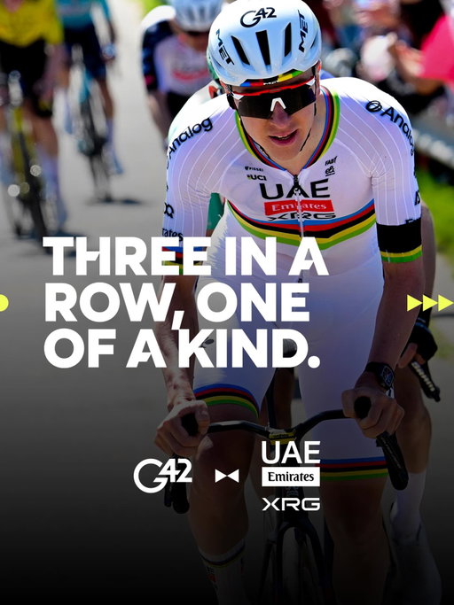 Pure dominance 🔥

@tadejpogacar makes it three in a row at Liège-Bastogne-Liège with another masterclass performance 🏆🇸🇮

#WeAreUAE #G42 #LBL26 #G42ai #ExponentialAI