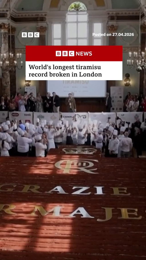 The record for the world's longest tiramisu has been broken in London.📏🥄
 
One-hundred Italian chefs gathered at Chelsea Town Hall on Saturday and Sunday to whip up a tiramisu long enough to topple the previous record set by Milanese Galbani in Milan, which stood at 273.5m (897ft).
 
Tap the link in @BBCNews’s bio to find out its length. 
 
#London #BBCNews