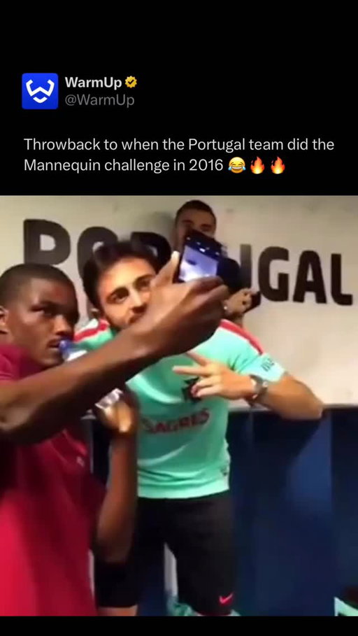 😭

In November 2016, the Portugal national team participated in the Mannequin Challenge during an international break at their Cidade do Futebol training base. The viral video featured the entire squad frozen in various poses across their locker room. Cristiano Ronaldo stood prominently in the center of the room, shirtless in a statuesque pose, while teammates like Andre Gomes and Jose Fonte remained still in the background. The clip gained massive traction, garnering millions of views globally.

(Via @portugal )