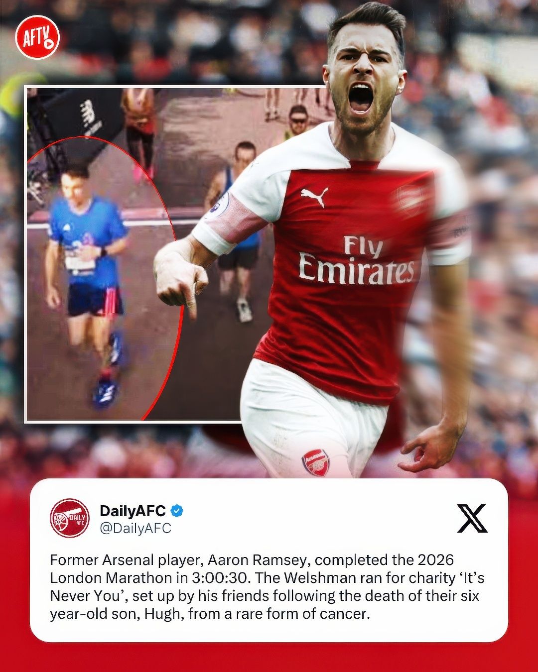 Incredible effort from Aaron Ramsey at the London Marathon! 👏

Huge respect, Rambo! 🏴󠁧󠁢󠁷󠁬󠁳󠁿🫡