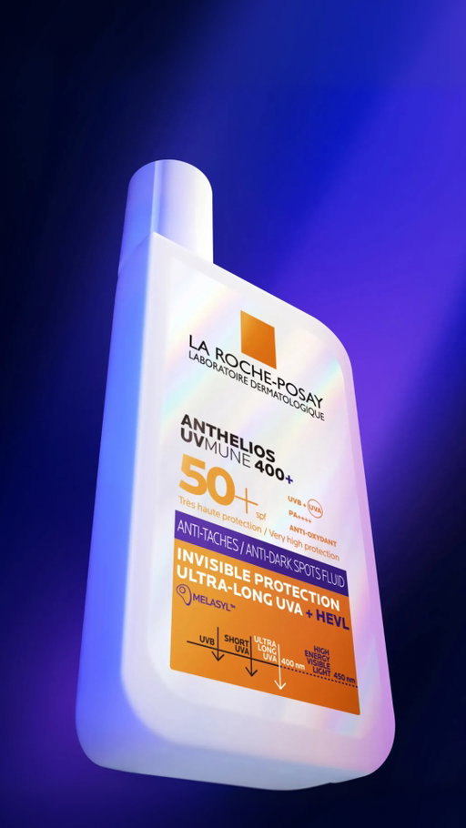 Advanced broad spectrum protection 🌈
Meet the NEW Anthelios UVMune 400+ Anti-Dark Spots Fluid. Powered by Melasyl™ and Mexoryl400, the ingredients that team up together to:

💜 Block 10 years of aging in 1 year*
💜 Visibly correct persistent dark spots rooted on skin for over 6 months** 
💜 Prevent pigmentation induced by high-energy visible light 

Derm Tip: Pair with Mela B3 Serum for ultimate anti-dark spots correction!

All languages spoken here! Feel free to reach out to us at any time.
#larocheposay #anthelios #suncare
Global official page from La Roche-Posay, France.

*Clinical study, 240 participants, 12 months, calculation of age gain based on 8 representative aging signs
**Cosmetoclinical study on 82 people applying Anthelios UVMune 400+ Anti-Dark Spots Fluid, twice a day, 56 days