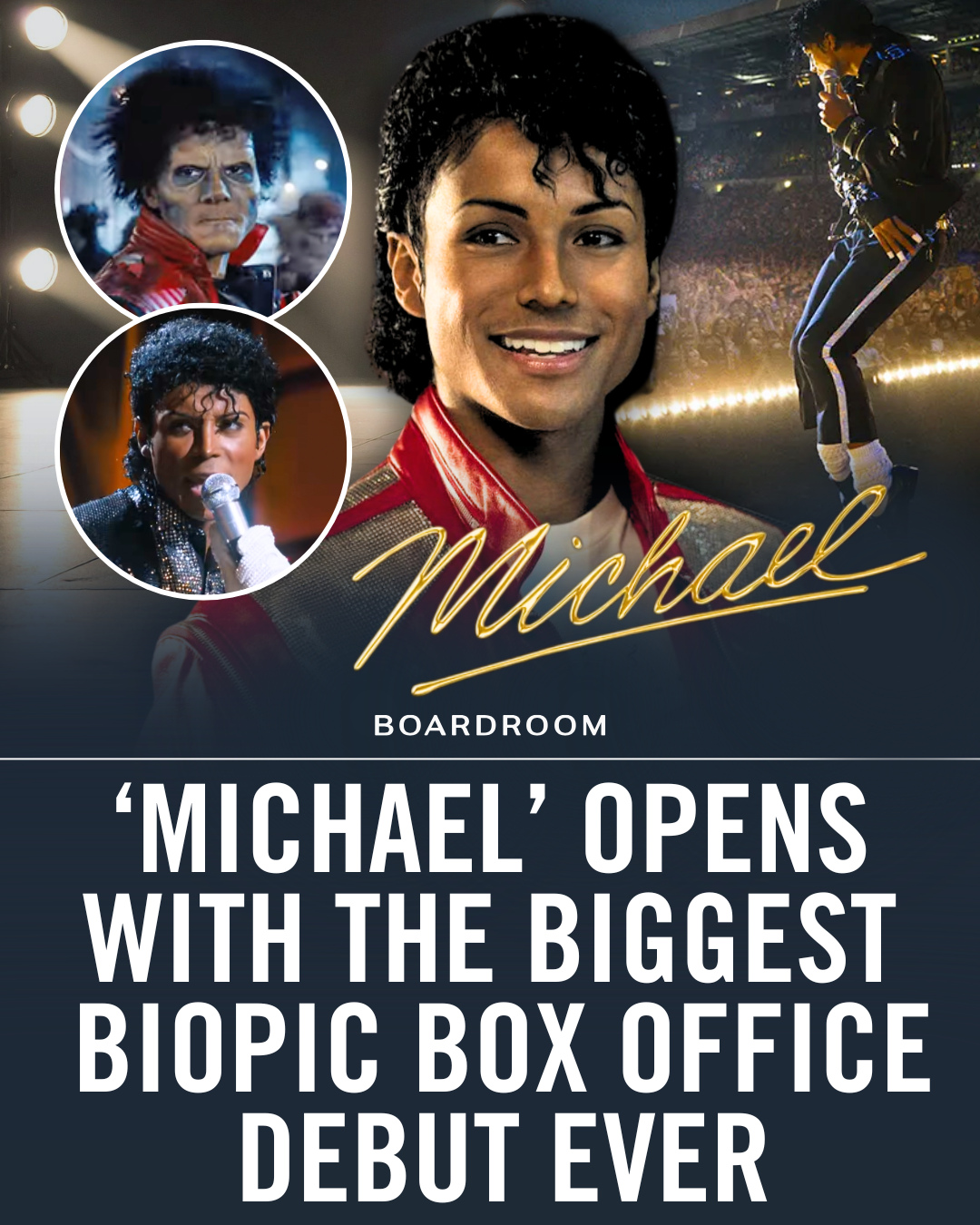 The Michael Jackson biopic launched to $97 million domestically and $217 million worldwide in its first weekend, overtaking the long-standing benchmark set by ‘Straight Outta Compton’ and immediately ranking among 2026’s strongest theatrical starts.⁠
⁠
Audience response outpaced critics, with the film earning an A- CinemaScore and drawing broad turnout across age groups. Premium large-format screens were a major driver, accounting for roughly 14% of North American ticket sales.⁠
⁠
Backed by Lionsgate, Universal, and the Michael Jackson estate on a reported ~$200 million budget, the release is already pacing toward a possible $700 million global run, territory that would place it among the studio’s biggest modern-era hits.⁠
⁠
(via @variety)