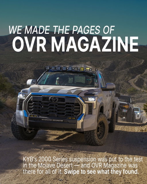 We took the KYB 2000 Series into the Mojave and let the terrain do the talking. Washboards, sand, uneven hardpack, pavement transitions — OVR Magazine put our new 2.5-inch front coilovers and rear shocks through all of it. Race-proven tech, built for your truck. Check out the full feature at the link in bio. #KYB #OffWeGo