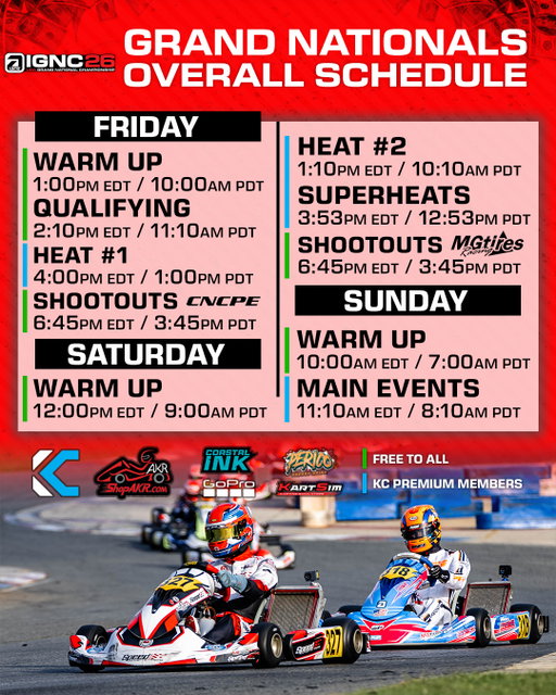 The big bucks are coming out this weekend with the IAME USA Grand National Championship! Make sure not to miss any of the action from Mooresville!

To watch the Heats and Main Events LIVE, you need to be a KC Premium Member. Sign up on an Android or PC for $9.99/month at the link below. Do NOT sign up on an iOS device, as Apple tacks on a $3 monthly service charge.

@iameusaeast // @shopakr // @trackhousemotorplex