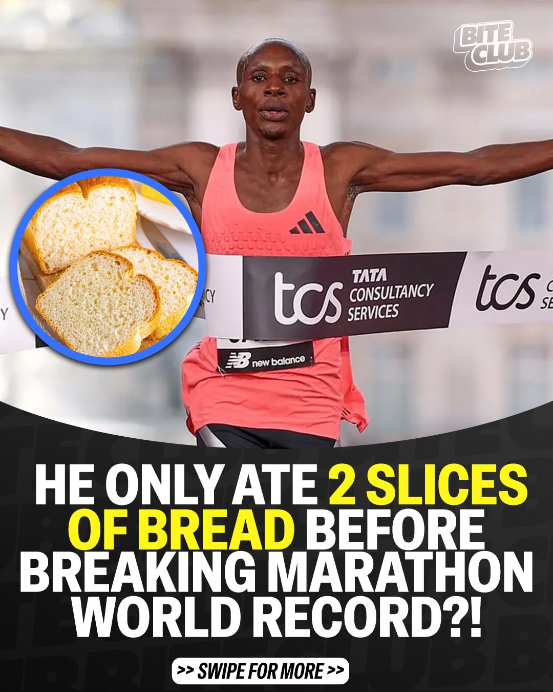 Marathoner Sabastian Sawe only ate two slices of bread before breaking the world record?! 😱