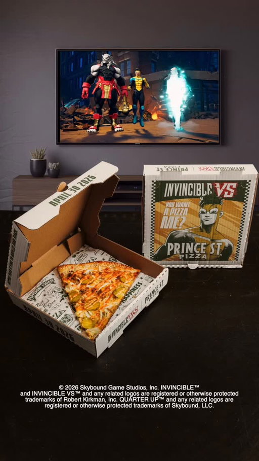Introducing the BURGER MART SUPREME. We’ve teamed up with @invincibleVS for a truly heroic pizza straight from the Burger Mart kitchen. Seasoned ground beef, melty New School American cheese, dill pickles, and super-special sauce.
 
With every Burger Mart Supreme pizza/slice purchase at Prince St. you’ll unlock an exclusive Invincible (aka Mark Grayson) skin, inspired by Prince St Pizza, for the new Invincible VS game.
 
Brutally delicious.