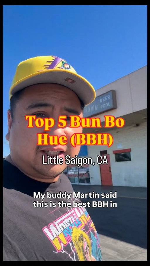 My top 5 Bún Bò Huế spots in Little Saigon 🌶️
Full disclaimer — I’m team pho guy at heart. But I went deep on the local BBH scene so you don’t have to guess. 🍜 

My criteria: broth strength, noodle texture, protein quality, and the herbs & veggies that came with it.

5️⃣ Ngu Binh
4️⃣ Bep Mi Nam Bun Bo
3️⃣ Ghien Bun Bo
2️⃣ Hue Oi
1️⃣ Quan Vy Da 🏆

Drop your go-to spots below 👇 and tell me — should I run the full Vietnamese noodle soup series? Bún Riêu, Banh Canh, Hủ Tiếu… we got a lot of ground to cover.