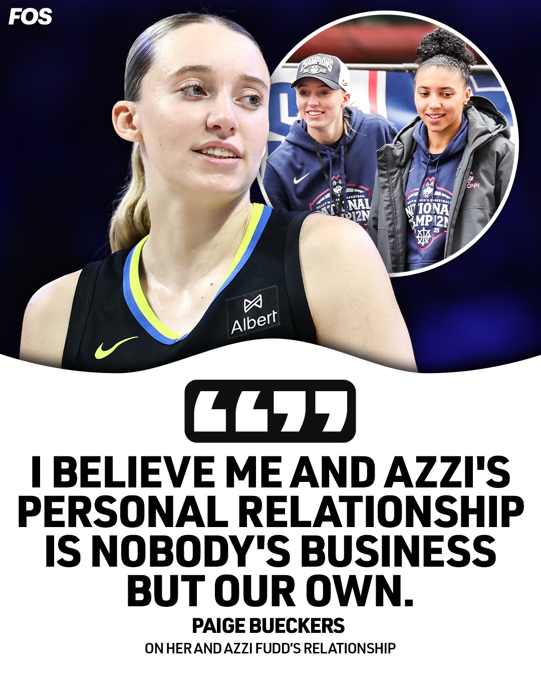 Paige Bueckers addressed the media about her and Azzi Fudd playing together for the Dallas Wings:

“Quite frankly, I believe me and Azzi’s personal relationship is nobody’s business but our own.”

(🎥 via @yahoosports)