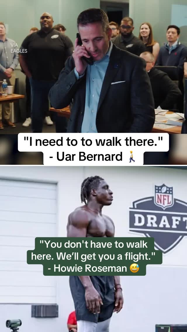 Wholesome moment for Nigerian DT Uar Bernard when Eagles GM Howie Roseman called to tell him he’d been drafted 💚 (via @philadelphiaeagles)