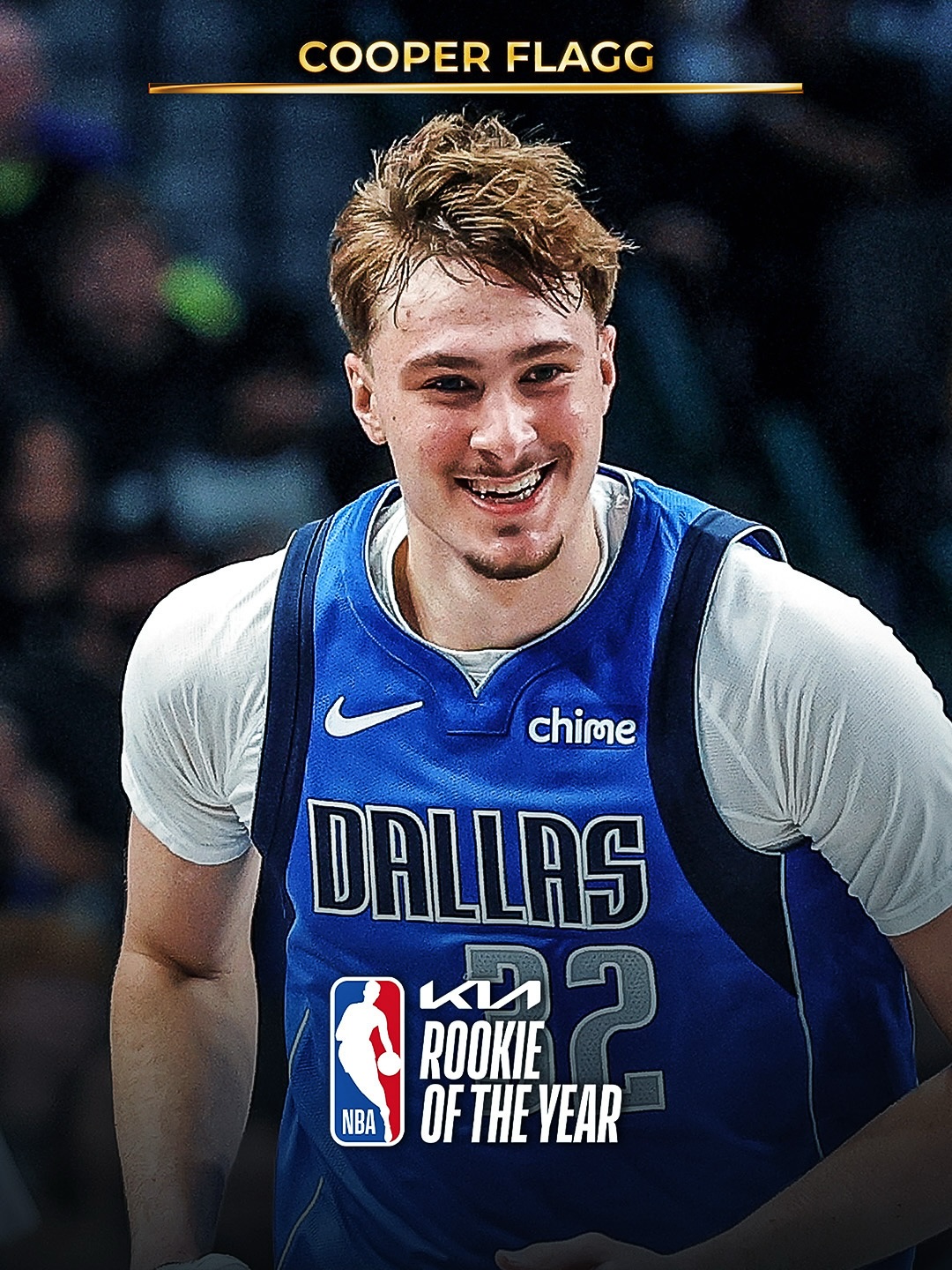 The 2025-26 @kiausa NBA Rookie of the Year is... @cooper_flagg!

A rookie race to remember ended with Cooper Flagg joining special company – again.

The Mavs forward and No. 1 overall pick was named the 2025-26 Kia NBA Rookie of the Year on Monday after a debut season that matched hype with production, and then some.

Flagg’s all-around game shined in Year 1, leading all rookies in scoring (21 PPG), while ranking 2nd in assists (4.5) and steals (1.2), 4th in rebounds (6.7) and fifth in blocks (0.9) per game across 70 outings.

At 19 years and 112 days old (as of April 12, the final day of the regular season), Flagg is the second-youngest Kia NBA Rookie of the Year winner behind only LeBron James (19y, 106d) – adding more history to a record season.

- Do It All: Flagg finished the year as Dallas’ leader in total points (1,473), rebounds (466), assists (316) and steals (84)
- Rare Air: Only one other rookie has led his team in all four categories since steals were first tracked in 1973-74: Michael Jordan
- 50-Point Flash: On April 3, Flagg poured in 51 points against the Magic, becoming the youngest player in NBA history to record a 50-ball
- Bona Fide Buckets: He’s also the first rookie since Allen Iverson (1996-97) to post four 40-pieces

Photo Finish: Flagg edged out his former Duke teammate, Charlotte’s Kon Knueppel, by 26 points for 1st place, marking the second-smallest top-2 margin under the current Kia ROY voting format (since 2002-03).

Philly’s VJ Edgecombe finished 3rd, rounding out a standout group of finalists.