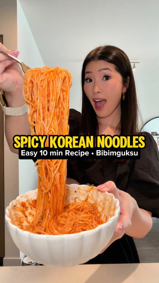 my easy bibimguksu for spicy Korean noodles! Takes 10 minutes!! this Korean cold noodle dish is seriously so good and you can dress it up or down, depending on how much effort you’re feeling! I LOVE making this as a quick, lazy meal aka girl dinner. It uses kitchen staple ingredients ❤️

INGREDIENTS & MEASUREMENTS (serves 1) 
- 1 HEAPING tbsp gochujang 
- 1 tbsp soy sauce 
- 1 tbsp sesame oil 
- 1 tsp vinegar (or 1/2 tbsp for more tangy) 
- 1/2 tbsp minced garlic 
- 1 tsp sugar 
- 1/8 tsp pepper (or to taste) 
- 1/2 tbsp sesame seeds 
- 1/2 tsp gochugaru (OPTIONAL) 

Taste and adjust to your liking! Top with thinly sliced cucumber, a soft boiled egg and more roasted sesame seeds ❤️

#easyrecipes #koreancooking #bibimguksu #koreancoldnoodles #spicynoodles