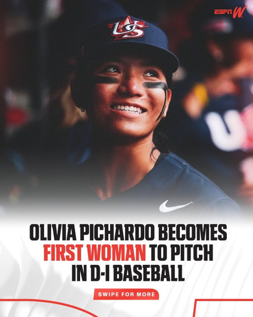 Olivia Pichardo makes history again 👑

After becoming the first woman to play D-I baseball in 2023, the right-hander from Brown just became the first woman to pitch at the same level ⚾

(📸: @_oliviapichardo)