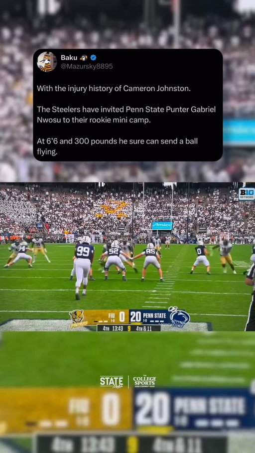 Penn State punter @gabenwosu has been invited to the @steelers Rookie Mini Camp 🔥

They made the right choice 👀

•
•
•
•
#WeAre #WeArePennState #PennState #NittanyLions #CFB