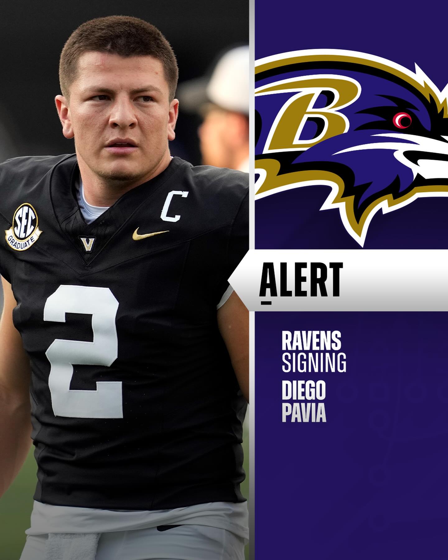 Ravens signing undrafted free agent QB Diego Pavia to 3-year deal. (via @adamschefter) 

📷: Mark Humphrey/AP