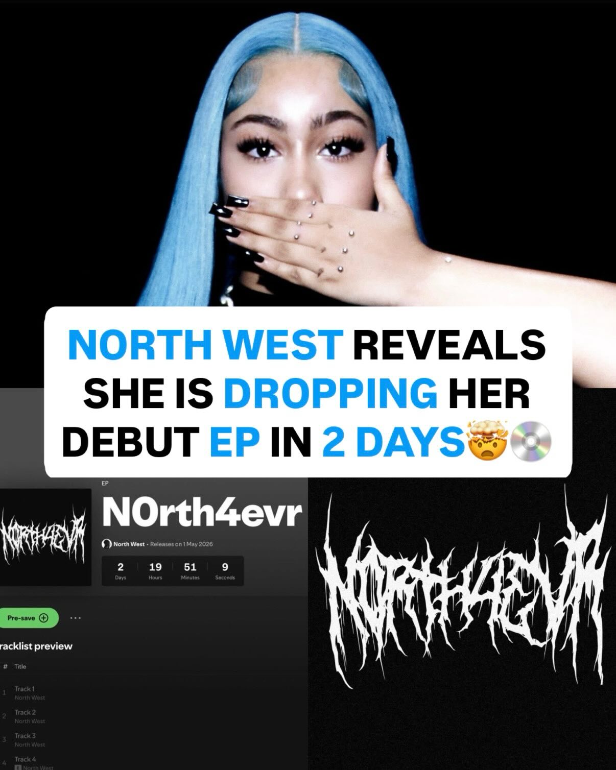 North West is dropping her EP ‘north4evr’ in just 2 days🤯💿

Are you excited?