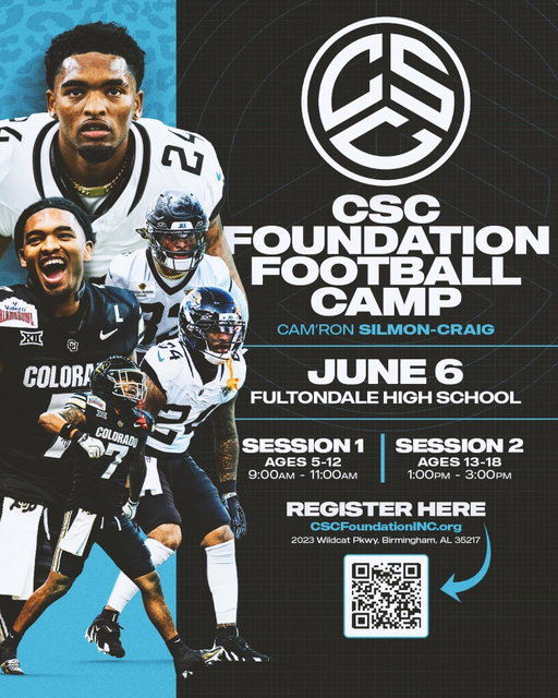 🚨THE CSC FOUNDATION IS AMPED TO ANNOUNCE OUR 1ST ANNUAL FOOTBALL CAMP🦈

PULL UPP‼️and tap into a next-level training environment built for athletes ready to separate themselves. Get elite-level training, sharpen your skills, and be prepared to come out and COMPETE.

THIS IS NOT ONLY JUST A CAMP ITS A MOMENT TO IMPROVE YOU AS A PLAYER AND MORE IMPORTANTLY AS A LEADER IN THE COMMUNITY ❤️

USE QR CODE TO REGISTER 
Or 
USE LINK IN BIO🚨