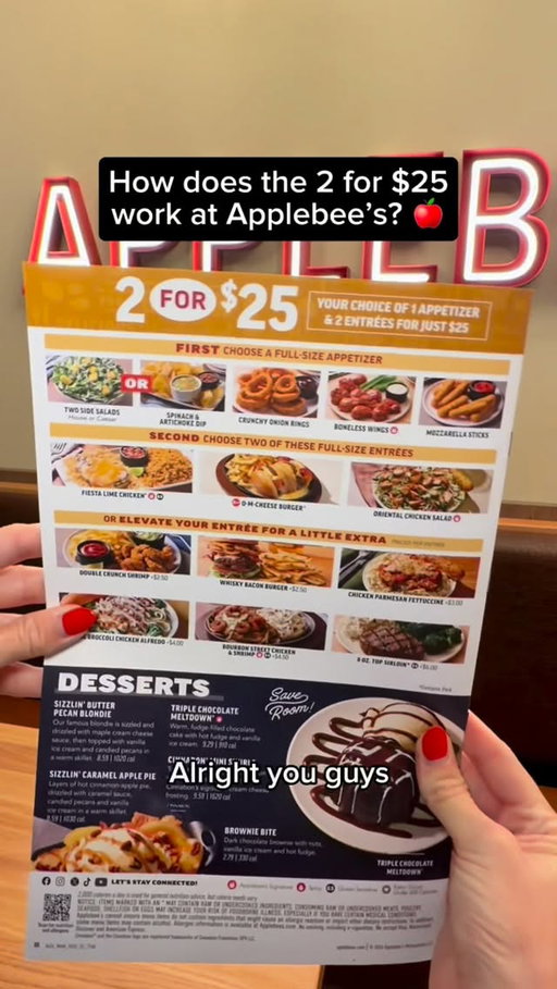 How do you 2 for $25? Choose 1 appetizer & 2 Entrées for just $25.