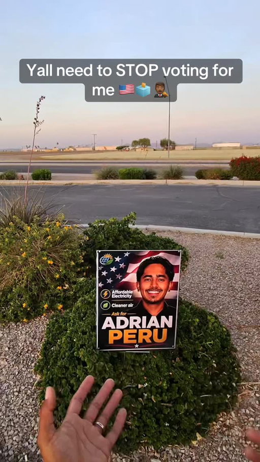 I’m not promising these things to the people… STOP VOTING ADRIAN PERU 🇺🇸🗳️🛑 #PoliticalSign #Voters #LocalElection #WrongVote #PosterConfusion