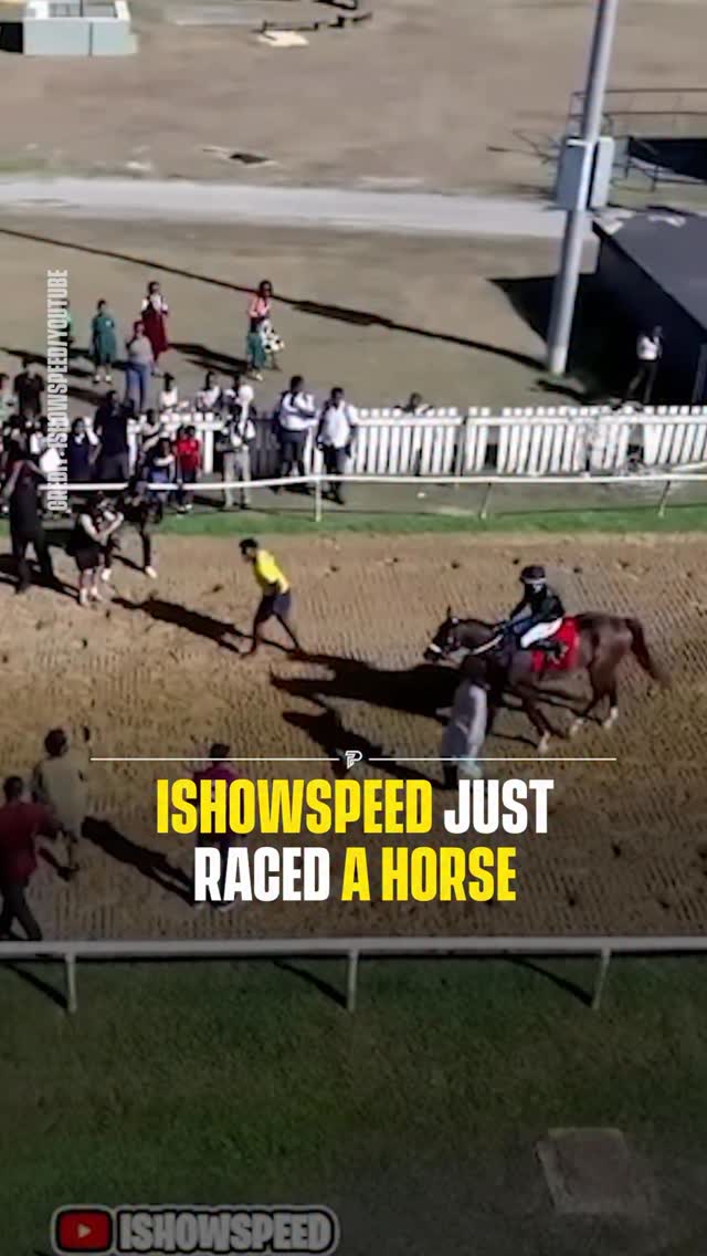 IShowSpeed raced a horse on an actual horse racing track during his Caribbean tour livestream and got left in the dust.

The clip, which has already racked up over 3.1 million views on X, shows Speed sprinting full speed down the dirt track while the horse pulls away from him with almost no effort.

Speed has built a reputation for challenging anyone and anything to a race, having previously gone up against Olympic gold medalists Noah Lyles and Letsile Tebogo, NBA star Jaylen Brown and even a cheetah. But this time, he wasn’t even close.

To be fair, the average horse can reach speeds of around 55 km/h. Even Usain Bolt tops out at about 45. Speed never stood a chance, but that has never stopped him before.

#reelheadline #pubity #viral