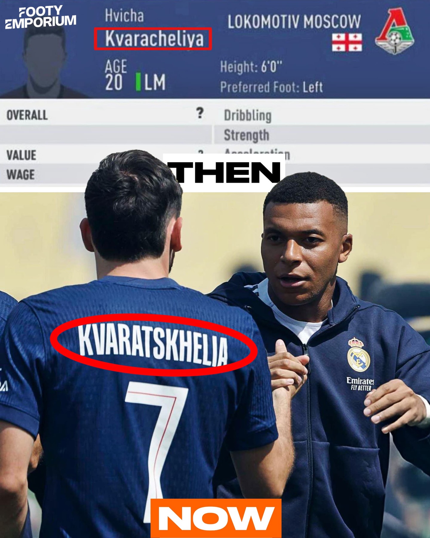 Back on FIFA 19, Khvicha Kvaratskhelia’s name looked like this 🇬🇪

At the time, barely anyone really knew him.

Fast forward 7 years… now 87 rated, a Champions League winner, and he’s just bagged 2 against Bayern Munich on the biggest stage 🏆🔥

This season alone
10 goals, 5 assists in 14 UCL games 💫

Here’s what he’s won so far
🏆 2x Serie A
🏆 Ligue 1
🏆 Coupe de France
🏆 Trophée des Champions
🏆 UEFA Champions League
🏆 UEFA Super Cup
🏆 FIFA Intercontinental Cup

He’s even got an outside shot at the Ballon d’Or this year, with @Polymarket giving him a 2.4% chance 🥇

From unknown talent to European champion… what a rise 🚀