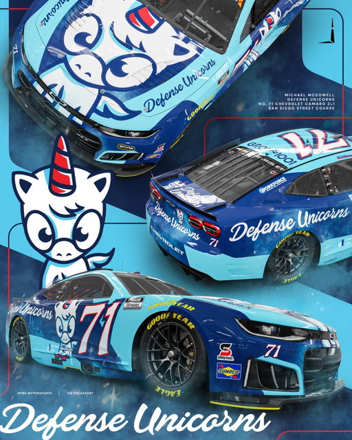 Ever seen a unicorn on a Cup car?
 
Defense Unicorns will change that with a primary partnership on @mc_driver’s Chevrolet in San Diego.