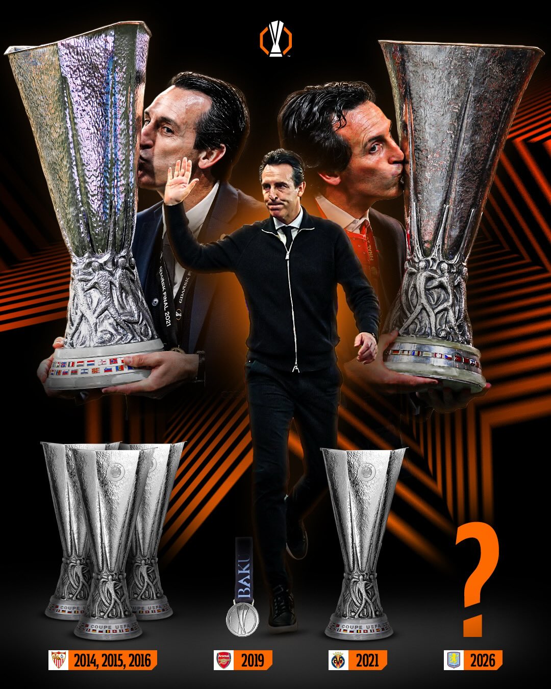 Unai Emery in the Europa League 🏆🏆🏆🏆

#UEL