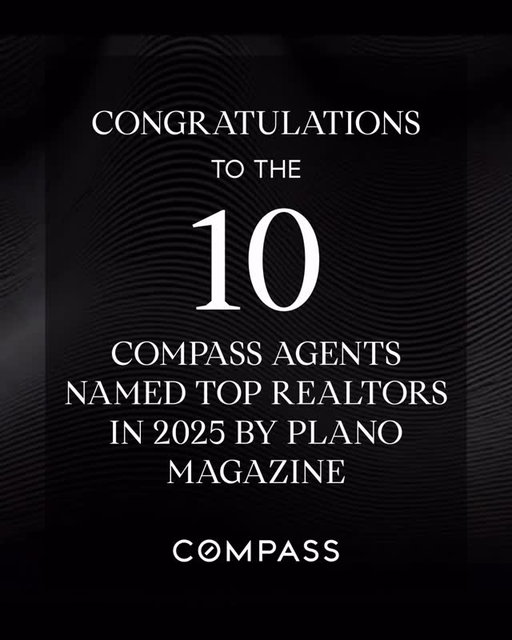 We are absolutely thrilled to celebrate the 10 incredible Compass agents recognized as 2025 Top Realtors by Plano Magazine. These agents continue to raise the bar and set the standard for real estate in the greater Plano area. Please join us in congratulating these agents on this well-deserved recognition! 👏

#Compass #CompassRealEstate #TopRealtors #PlanoMagazine
