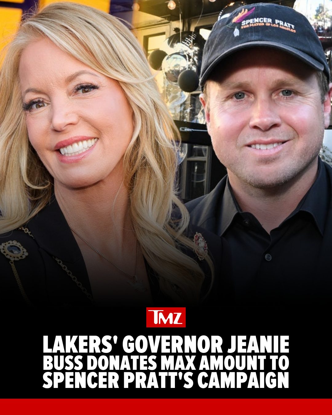 Jeanie Buss is used to watching the Los Angeles Lakers wiN and, now she's looking to bring that winning magic to the city's mayoral race, throwing all her support behind Spencer Pratt. 💸

FULL STORY AT LINK IN BIO 🔗