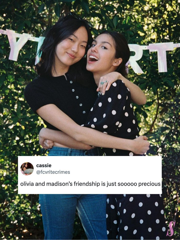 Olivia Rodrigo’s sweet words about her bestie Madison Hu in her @cosmopolitan cover story are seriously heart-melting. ❤️ True friendship goals.

Photos: Getty, @oliviarodrigo, @madisonhu
X Credit: jessss923, girls0inlovee
