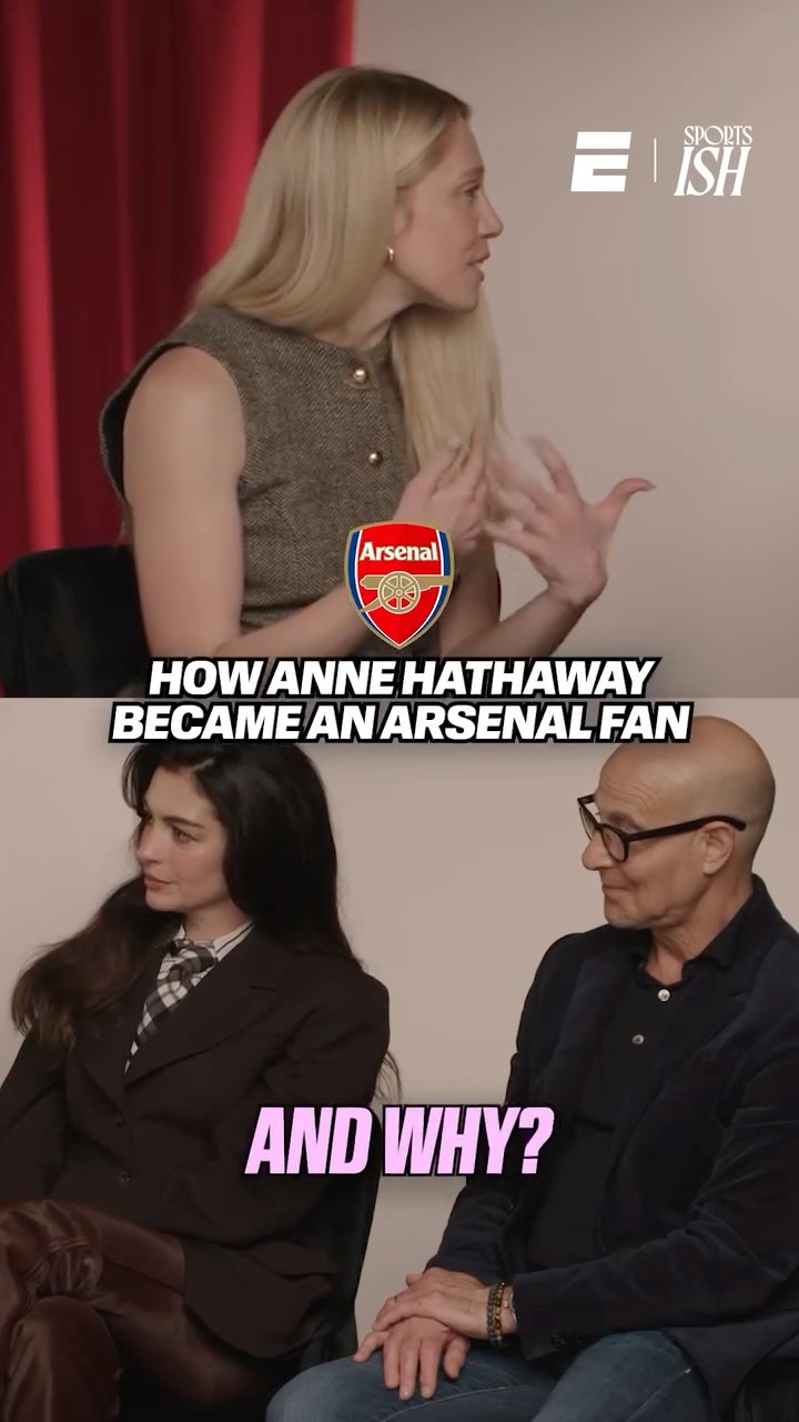 Anne Hathaway is an Arsenal fan because of James McAvoy ⚽ The Devil Wears Prada 2 hits theaters this Friday 👠 @Sportsish