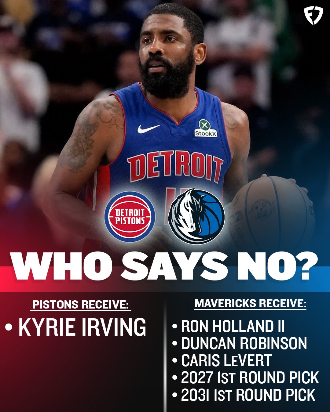 The Pistons get another star next to Cade. 
The Mavericks keep building around Cooper Flagg.

Should Detroit & Dallas make this trade to send Kyrie Irving to the Motor City this summer? 🤔

#pistons #mavericks #kyrieirving #nbatrades #nba
