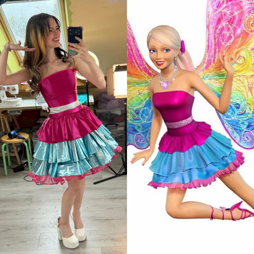 A little side by side of my finished barbie fairy secret fairy dress! 🤩💖💜

This is making me want to finish the wings more than ever!! Hopefully I will be able to make them soon 😊

#barbie #barbiefairysecret #sewing #diy #cosplay
