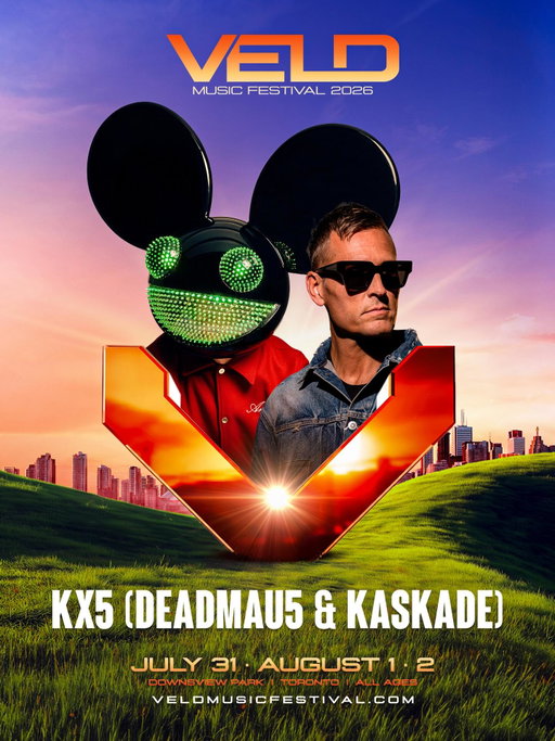 @kx5official touch down at #VELD2026 for their Toronto debut as a duo. 🧡

@deadmau5 x @kaskade together on the field — a rare moment, built for the biggest weekend of the summer. 

An absolute cannot miss set in on deck 😍🌅

Single-Day, 3-Day GA, and 3-Day VIP passes are available now. Lock in your summer at veldmusicfestival.com