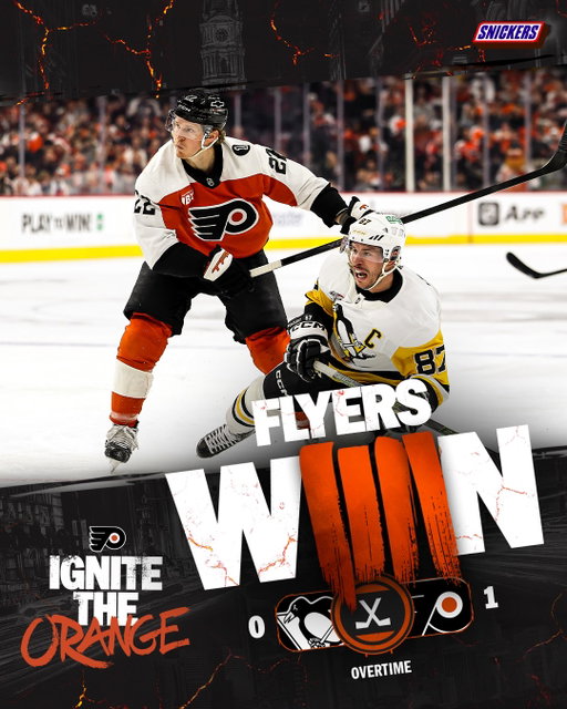 🔶 FLYERS WIN 🔶

WE'RE MOVING ON.

#IgniteTheOrange | @snickers