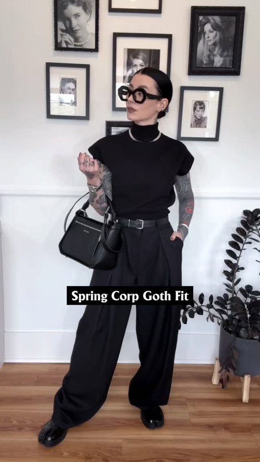 Spring Corp Goth Fit 🌞🦇
Sooo many compliments when I wear these pants! Indie brand @abstractika_clothing have made my fave slightly Barrel Leg Trousers *use aff discount code JESSICAHAZE for % off*
Top old
Belt @babyturnsblue_paris 
Glasses @valleyeyewear 
Bag @sans.beast 
Vegan Tabis @raboesyofficial ~yes they’re comfortable I’ve had these 2+ years yes you must wear weird socks with them~ 
Lip @courtneyquarantine X @themobbeauty M171 soft matte