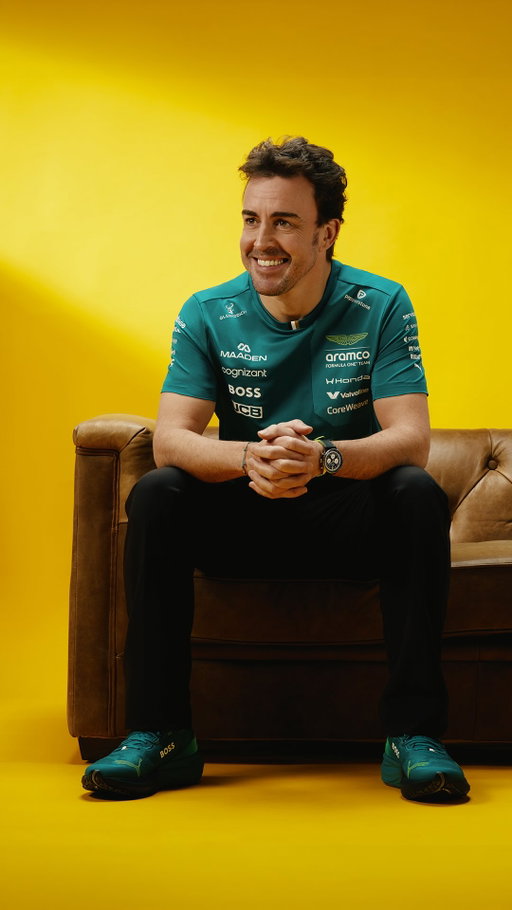 “Box, box” Fernando Alonso puts his Breitling Navitimer Aston Martin Aramco F1® Team watch to work in Miami