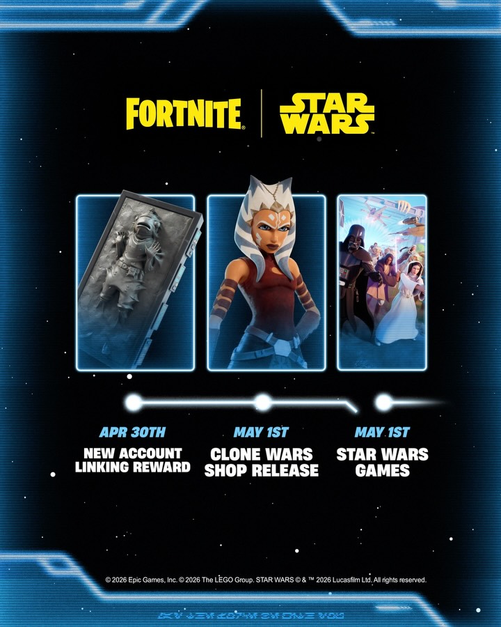 So. Much. Star Wars! Check out some of the experiences dropping into Fortnite and be sure to check out the new “Star Wars Standouts” row on May 1.