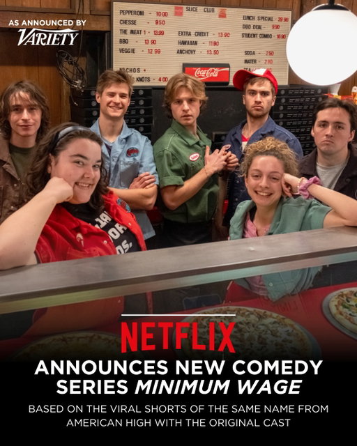We’re so proud to announce Minimum Wage, our new Netflix comedy series, based on the viral American High web series you know and love. 🍕📺

#MinimumWage #AmericanHigh #NetflixComedy #NewSeries #comedy