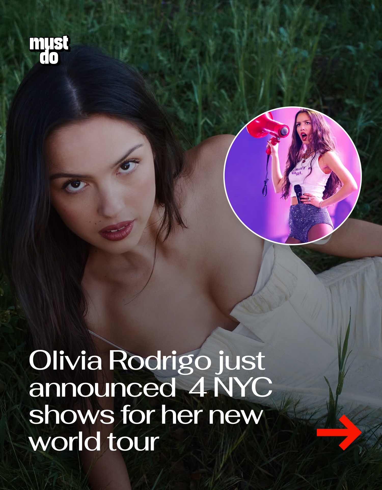 NYC is getting four nights of Olivia.

Olivia Rodrigo is bringing her “Unraveled Tour” to Barclays Center on February 11, 12, 15, 16, 2027.

The 65-date world tour kicks off September 25, 2026 and supports her upcoming album dropping June 12.

Tickets go on sale May 7, with presales starting earlier that week.

She’s also bringing back limited $20 tickets, so if you’re trying to go without spending a fortune, this is your shot.

If you missed her last tour, expect these to go fast.

By the way, we have a weekly newsletter with what’s worth knowing about and doing in New York. One newsletter. Once a week. Link in bio.

Media via @oliviarodrigo/@cosmopolitan

#mustdonyc #nycconcerts #oliviarodrigo