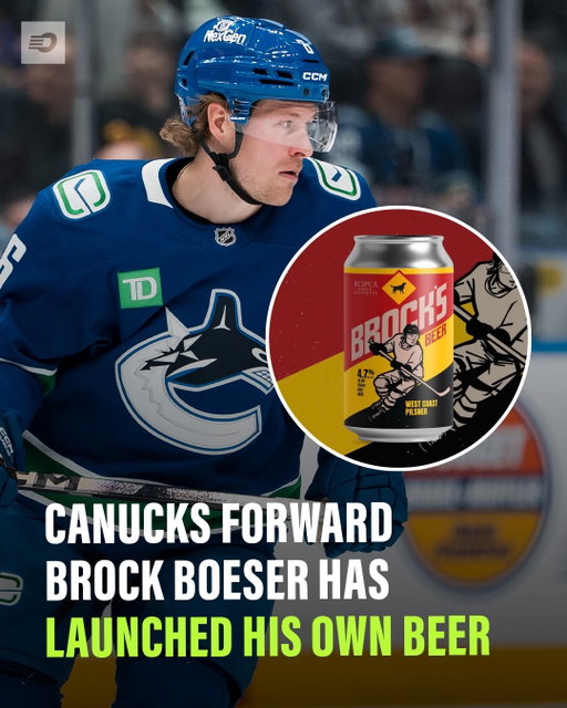 Will you be trying Brock Boeser’s new beer? 🤔🍻

📸 Bob Frid-Imagn Images / @yellowdogbeer 
#nhl #canucks #yvr #vancouver
