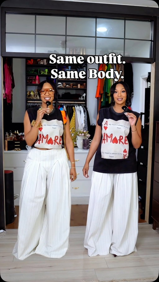 Same tee. Same pants. Same Body. The only thing that changed was where the volume sits. We hear ALOT that wide leg pants NEED a tight top, but they don’t. For my style values, they need a defined waist which I got by cropping this oversized graphic tee. 

No new clothes, no complicated styling. Just a little silhouette strategy. Understanding your proportions and how clothing sits on your frame will unlock your personal styling and that’s exactly what I teach inside my Polished Method for every client. Save this for the next time your outfit feels off and tell me what outfit you need me to fix next ⬇️

DETAILS 
*currently 165lbs, 5ft 6ish with longer legs, US 8 (M/L)
Top: quality sucks, can’t recommend 
Pant: @asos (Tall version, you see how long these are?! SO GOOD) 
Shoe: @stevemadden (you absolutely need a cushion for these)
Bag: @colehaan 
Scarf: @helloupdo 
Frames: @lorvae 
Rings: @grise.nyc 
Bracelet: @shopkhoi