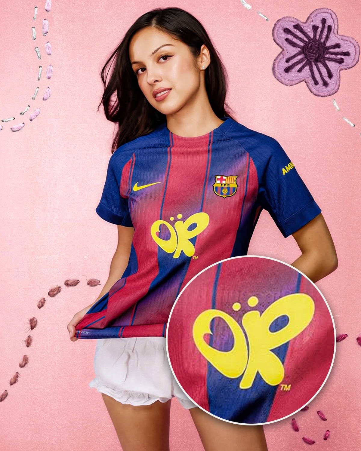 Barcelona have officially confirmed Olivia Rodrigo's logo will feature on the front of their El Clásico jersey, and it just looks right 😮‍💨💧

The American popstar follows in the footsteps of Drake (2022), Rosalia (2023) Rolling Stones (2023), Karol G (2024) and Coldplay (2024 ) to feature on the iconic kit organised by Spotify 🤩